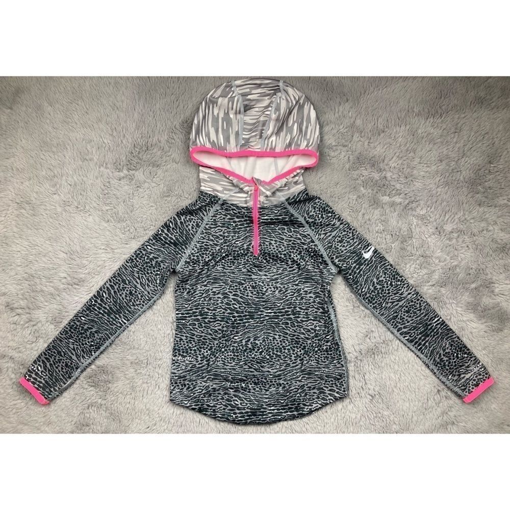 Nike pro grey and black animal print half zip hoodie